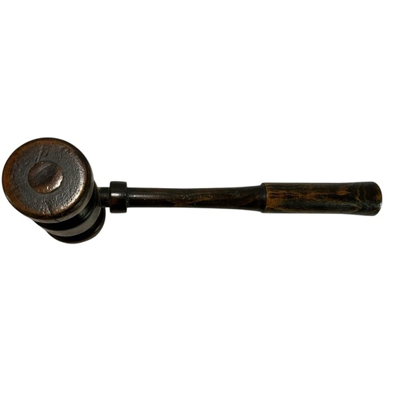 Handmade Wooden Gavel Solid Dark Wood Rustic Vintage Look Judge Auction Decor - Picture 2 of 8